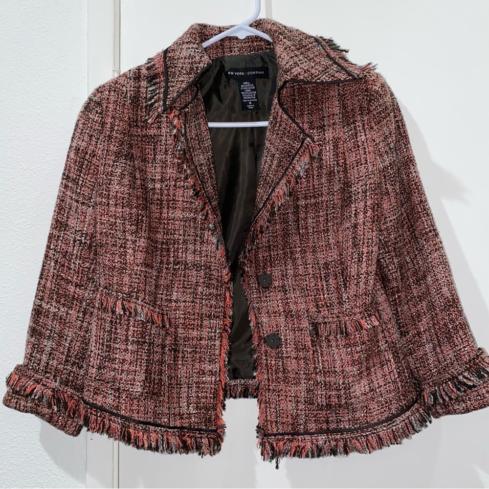 New York & Company Tweed Blazer - Black and Brown